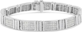 House of Brilliance 14K White Gold 7ct TDW Geometric Pattern Diamond Link Bracelet (H-I, SI2-I1)