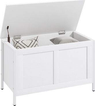 OEM Ba&uacute;l De Almacenaje Para Dormitorio 95 L Con Tapa Banco De Almacenaje Con Bisagra De Seguridad 80x40x50 Cm Blanco Veteado