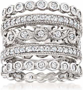 Ross-Simons CZ Jewelry Set: 5 Eternity Bands in Sterling Silver