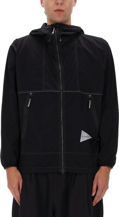 And Wander Black Nylon Partex Reflective Hoodie
