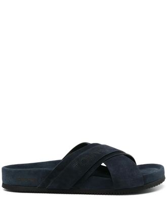 Tom Ford Slippers met geperforeerd logo - Blauw