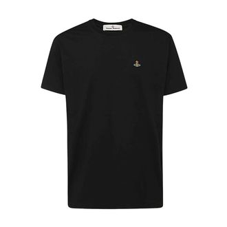Vivienne Westwood T-Shirts, male, Black, Size: M Black Cotton T-shirt with Logo