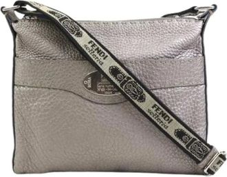 Fendi Pre-owned Cross Body Bags, female, Gray, Size: ONE SIZE Pre-owned Vintage Canvas Cross Body Bag