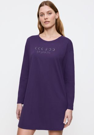 Triumph Nachthemd TRIUMPH Nightdresses NDK LSL 04, Damen, Gr. 36, N-Gr, lila (royal lila), Jersey, Obermaterial: 100% Baumwolle, kniefrei, Rundhals, Kleider N
