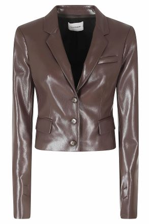Andamane Dark Brown Zefira Crop Length Single-Breasted Polyester Blazer