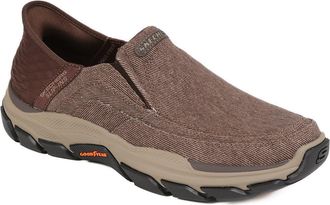 Skechers Mens Slip-ins RF: Respected Elgin Shoes in Brown Leather - Comfortable Fit Gents Casual Footwear with Support Arch - Size UK 10 / EU 44