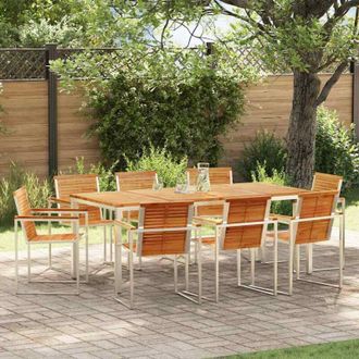 vidaXL Conjunto De Comedor De Jard&iacute;n 9 Pcs Madera S&oacute;lida De Teca Vidaxl