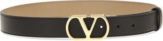 Valentino Garavani Black VLogo Solid Reversible Belt