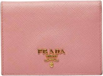 Prada Pre-owned Wallets, female, Pink, Size: ONE SIZE Pre-owned Saffiano Leather Card Case