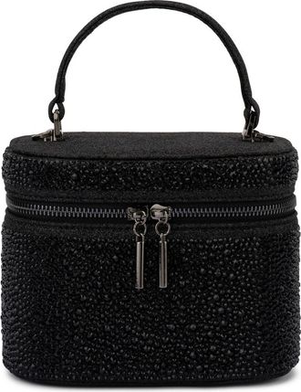 Olga Berg Beckie Crystal Top Handle Vanity Case in Black at Nordstrom