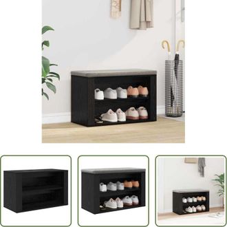 vidaXL Scarpiera con panca - Scarpiera Rovere nero 75 x 35 x 45 cm Legno multistrato