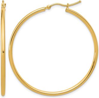 Diamond2Deal 14K Yellow Gold 2mm Polished Round Hoop Earrings