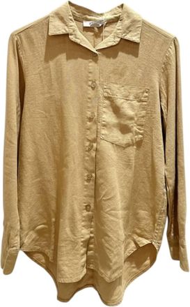 Astrid Womens Button-Up Blouse In Caramel
