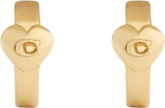 Coach Heart Logo Hoop Earrings - Gold - One Size