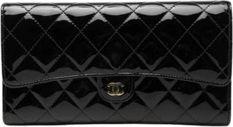 Chanel Pre-owned Long Wallet - Dames - Vintage Clutch - Zwart - ONE Size - Leer - Vintage