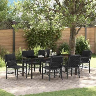 vidaXL Conjunto De Comedor De Jard&iacute;n 7 Pcs Negro Rat&aacute;n Sint&eacute;tico Vidaxl
