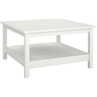 Dmora Dmora - Tavolino da salotto Casato, Tavolo basso da caff&egrave;, Portariviste per divano, Ripiano da soggiorno, 81x81 h45 cm, Bianco