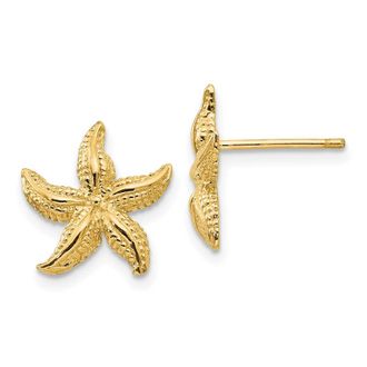 Diamond2Deal 10k Yellow Gold Starfish Shape Stud Earrings L 13mm, W 12mm