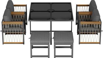 Urban Meuble Juego de comedor de exterior de 7 piezas para 6 personas
