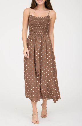 Blu Pepper Polka Dot Midi Dress in Brown at Nordstrom Rack, Size Medium