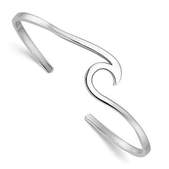 Diamond2Deal Sterling Silver Rhodium-plated Polished Wave Bangle