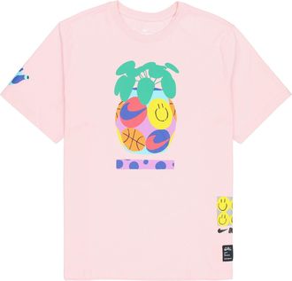 Nike Mens Nike Smiling Face Printing Athleisure Casual Sports Round Neck Short Sleeve Pink Red T-Shirt DQ1886-610