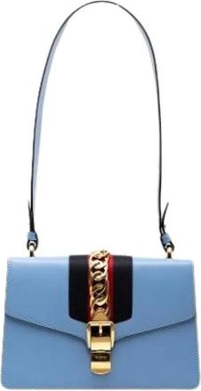 Gucci Pre-owned Shoulder Bags, female, Blue, Size: ONE SIZE Pre-owned Leather Shoulder Bag