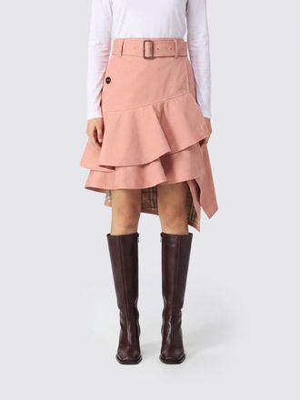 Burberry Gonna midi asimmetrica in cotone a vita alta con cintura