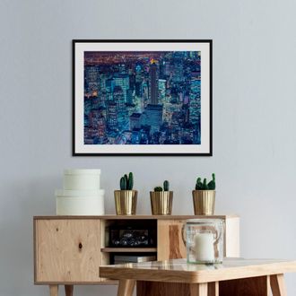 Queence Bild »NYC« Amerika Bilder von Amerika Gebäude Kunst Stadt Städte 1 Stk. tlg. HD Premium Poster-Druck inkl. Holzrahmen