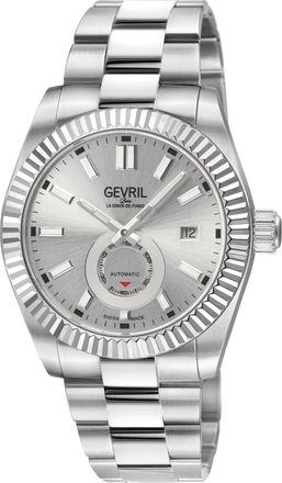 Gevril Group Mens Automatic West Village 316L Stainless Steel Case, Silver Sunray Dial, Bracelet. - One Size