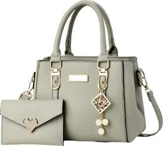 Generic Women Handbags Large Tote Shoulder Bag Crossbody Bag for Women Color PU Leather Ladies Top Handle Satchel Hobo 2pcs Purse Set Birthday Gifts for Mum C