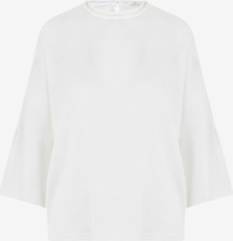 PANICALE Top aus Seidensatin mit Dreiviertel&auml;rmeln