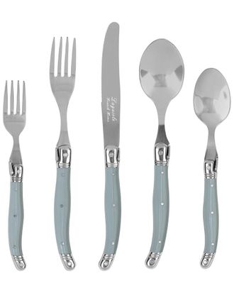 French Home Laguiole Connoisseur 20Pc 18/10 Stainless Steel Misty Blue Flatware Set