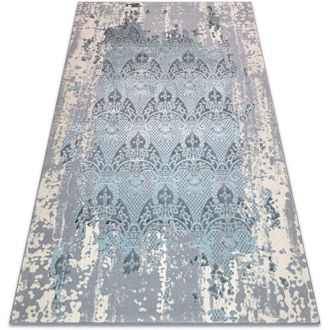 RugsX Alfombra Core W3824 Ornamento Vintage - Estructural, Dos Niveles De Vell&oacute;n, Azul Claro / Crema / Gris Blue 140x190 Cm