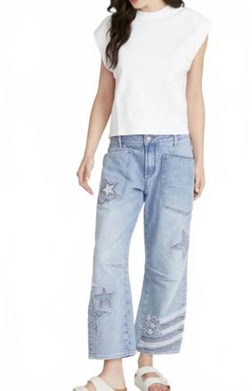 Free People Stars & Stripes Jeans In Light Denim