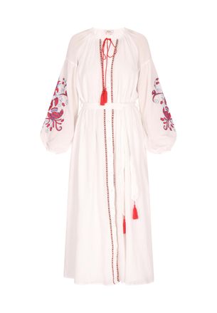 Usha Jurk Dames Wit Roze