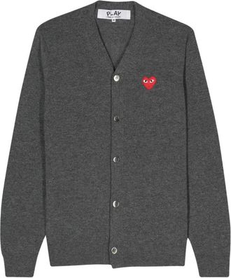 Comme Des Gar&ccedil;ons Truien & Vesten, Heren, Grijs, XS, Wol, Heart-patch wollen vest
