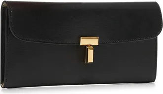 Toteme Womens Leather Wallet T-Lock Black Calf & Purses