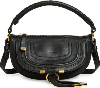 Chlo&eacute; Mini Marcie Leather Camera Shoulder Bag in Black at Nordstrom
