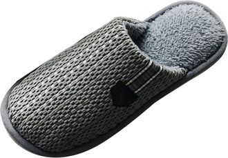 Generic Mens Slippers Indoor Outdoor Deer Mens Spring Autumn and Winter Household Indoor Non Warm Plush Cotton Slippers (Grey, 6.5)