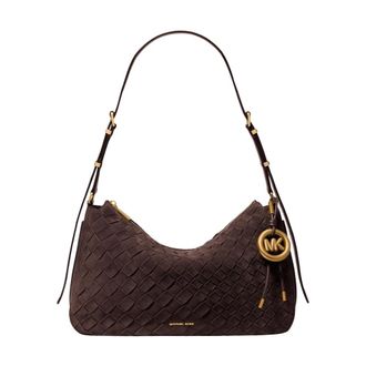 Michael Kors Nolita Medium Handgeweven Su&egrave;de Schoudertas - Dames - Schoudertassen - Bruin - ONE Size - Su&egrave;de - Tassen