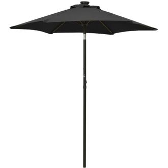 vidaXL Sombrilla De Jard&iacute;n Con Luces Led Aluminio Negro 200x211 Cm Vidaxl