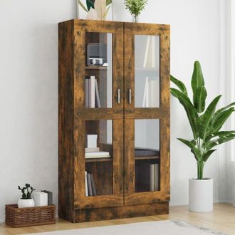 vidaXL Vitrine Cabinet Smoked Oak 82.5x30.5x150 cm Engineered Wood vidaXL