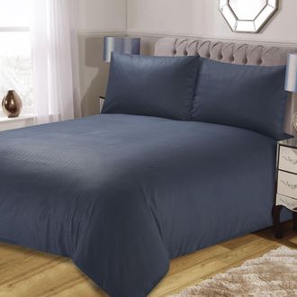 Lewis's Cassandra Dotty Waffle Duvet Set - Navy - Double | TJ Hughes