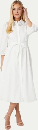 Wallis Petite Cotton Cutwork Detail Shirt Dress in Ivory at Nordstrom, Size 6