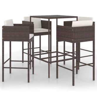 Berkfield Home 5 Piece Garden Bar Set with Cushions Poly Rattan Brown