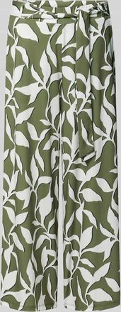 More & More More & More Wide Leg Stoffhose mit Bindegürtel in Oliv, Größe 34