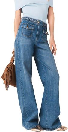 Maje Braided flared jeans in Blue at Nordstrom, Size 40 Eu