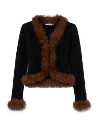 Self Portrait Faux Fur Knit Cardigan
