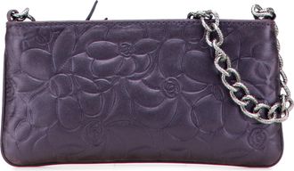 Chanel Pre-owned Womens Floral Embossed Shoulder Bag - Dark Grey Leather - One Size